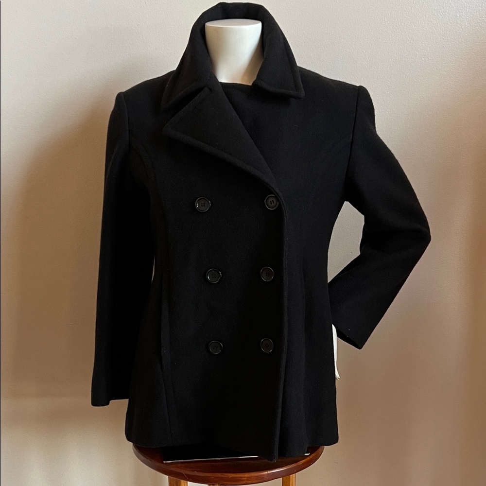 Mario De Pinto double breasted wool classic Women's Black Pea Coat